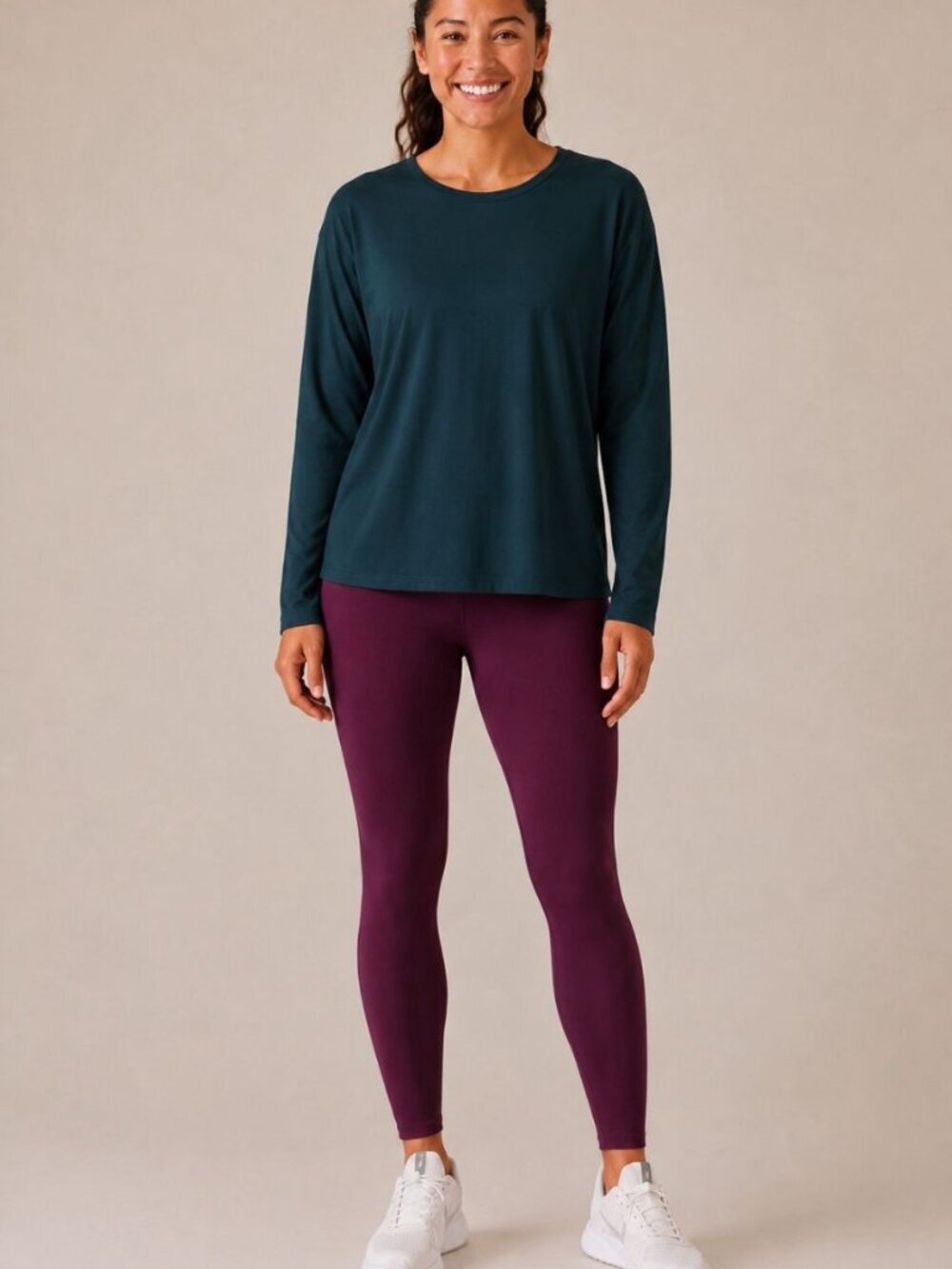 Athleta XL Long Sleeve Tee Teal Supima Cotton Stretchy Active Top Casual Tshirt